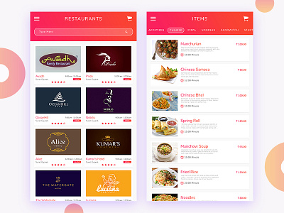 List View android application apps food hungry india ios restaurant ui ux