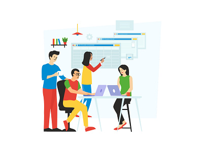 Working Staff illustration branding character character design creativity design illustration mockup staff ui ux vector work working staff