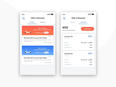 Riding App - Offer & Rewards UI UX Design by Krunal Ramoliya on Dribbble