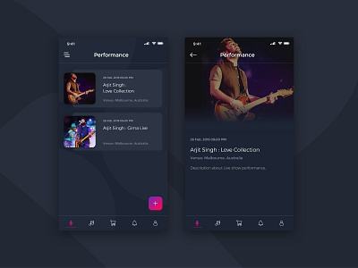 Music App UI UX Design - Live Performance app ui appdesign application application uikit creativity live performance music app ui ui dashboard uidesign ux