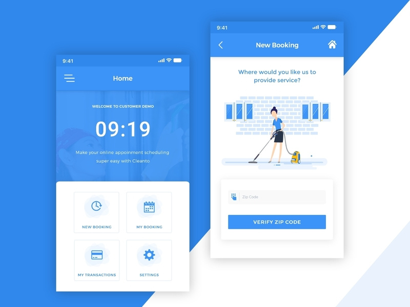 Cleaning Service App Design UI by krunal ramoliya on Dribbble