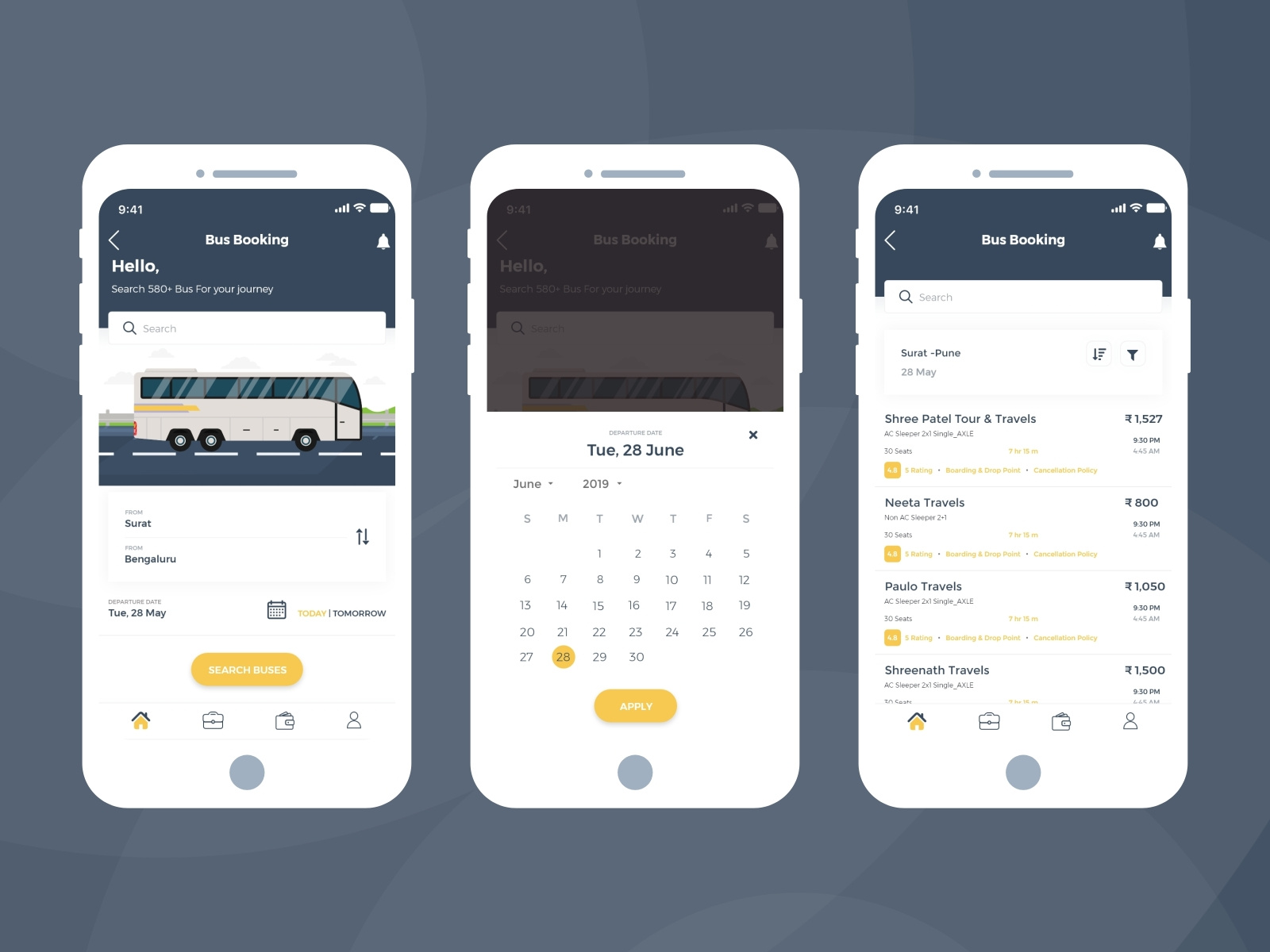 Download Bus Booking App UI design by krunal ramoliya on Dribbble