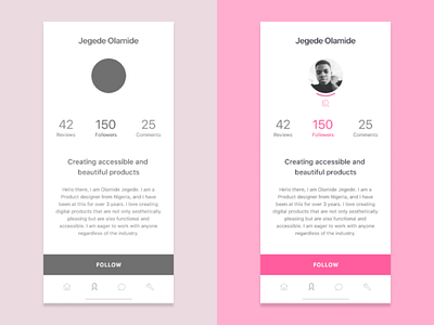 Designer Profile - Bio screen app clean design inspiration minimal mobile mobile app profile profile design ui