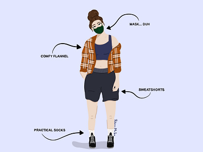 Fall Quarantine Style cartoon character design fall fashion flat illustration illustration art mask woman