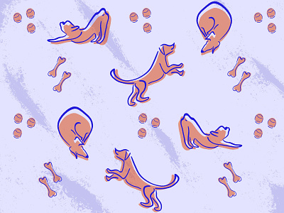 That's So Fetch digitalart dog dog illustration fetch illustration orange pattern pattern design puppies purple