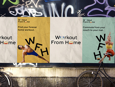 Workout From Home Posters ad campaign advertising creative fitness illustration mockup photoshop posters workout