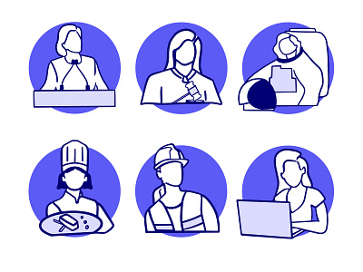 Women at Work Icon Set astronaut chef engineer icon iconography iconset illustrator judge politician software engineer women women empowerment women illustration