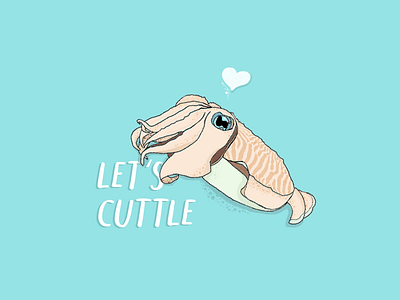 Let's Cuttle art blue card cute digital hand drawn illustation print