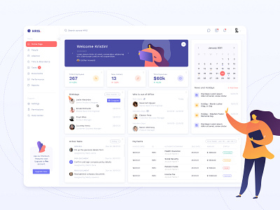 HRIS Home Page/Dashboard Design