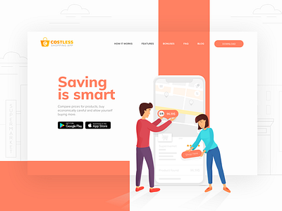 Landing Page for Shopping App application grocery shopping ui