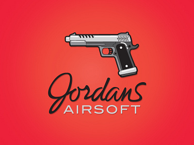 Jordans Airsoft airsoft bbgun black brand design gun handgun illustration logo orange pistol red