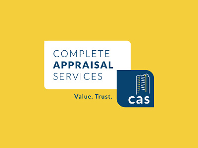 Complete Appraisal Services Logo appraisal blue brand design icon illustration logo real estate realty skyscraper trust yellow