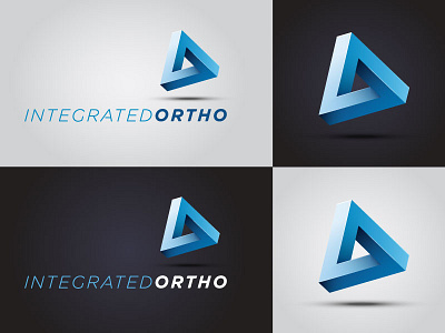 Integrated Ortho 3d black blue design illustration integrated logo medical mobius orthopedic penrose triangle