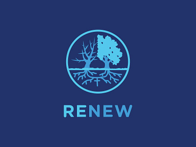 Renew alive christian cross education logo renew roots school students tree