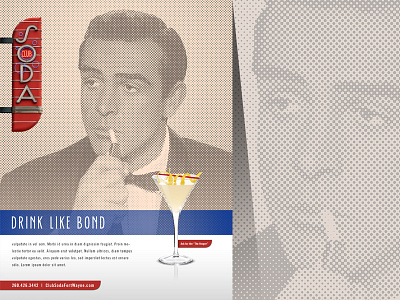 Drink Like Bond alcohol club soda design james bond magazine ad martini mid century modern print