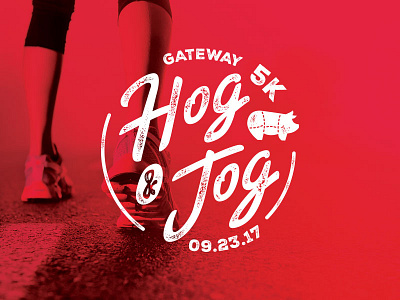 Hog & Jog 5k run brand hog icon illustration logo pig race running