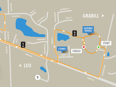 Hog & Jog Course brand course design icon illustration logo map print race run running