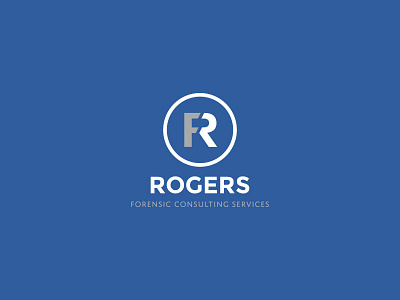 Rogers Forensic Consulting Services blue bold brand engineer engineering forensic glyph icon logo monogram r seal