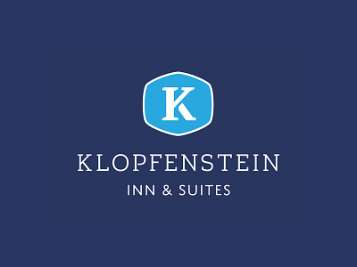 Klopfenstein Inn & Suites blue brand hotel icon identity inn k klopfenstein logo modern motel suites