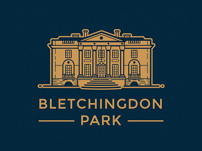 Bletchingdon Park blue building england estate flat gold house illustration logo manor mansion park