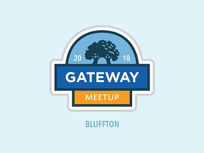 Bluffton Gateway Meetup bluffton crest flat gateway woods logo meeting meetup presentation seal sticker tree