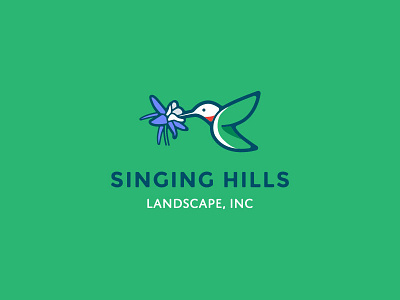 Singing Hills bird columbine flat flower hills hummingbird icon illustration landscape landscaping rebrand singing