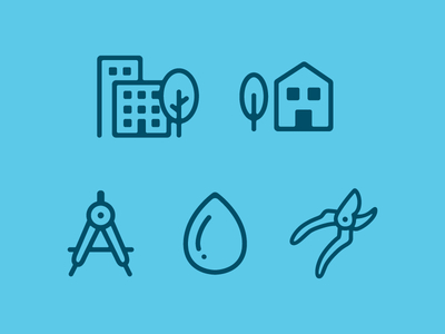 Icons clippers commercial compass house icon icons illustration landscape landscaping residential water