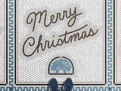 Merry Christmas christmas fauxsaic feet floor gateway woods hand lettering hashtag lettering illustration merry christmas mosaic tile typography