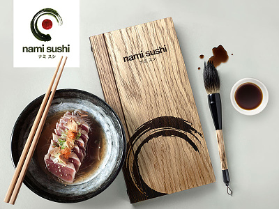 'Nami Sushi' brand and photography design engraved enso food identity menu product restaurant zen