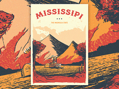 Mississipi Poster boat lake landscape mississipi mountain poster sawyer tom tree usa weel