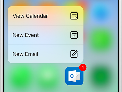 Outlook iOS 3d Touch Icons