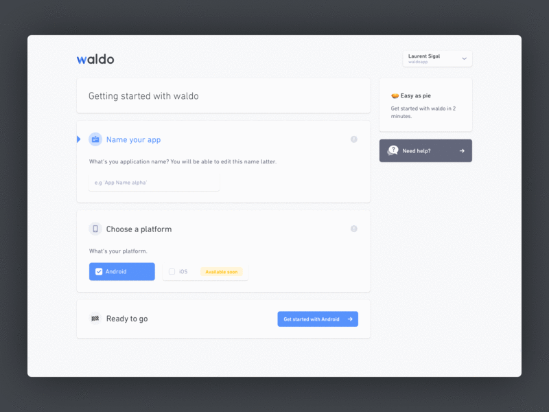 Waldo First steps install onboarding service setup steps