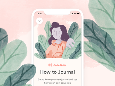 Jour Premium audio content header illustration ios journal mobile procreate ui