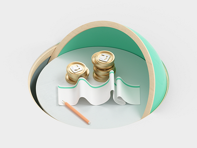 ScholarMe - 3D Renders 3d bank c4d cinema coins finance fintech neobank octane wood
