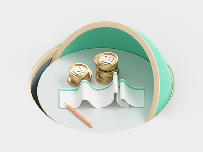 ScholarMe - 3D Renders 3d bank c4d cinema coins finance fintech neobank octane wood