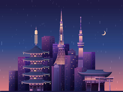 Tokyo at night ae after effects animation illustration japan video