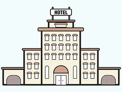 Hotel colours flat fun hotel illustration line point simple