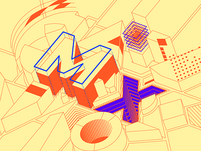 MX Playoff design futuristic geometric graphic illustration isometric logitech playoffs vector