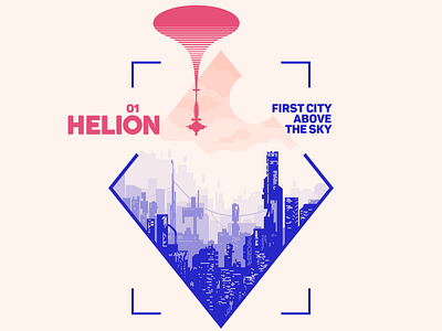 random110 city in the sky city cyberpunk design experiments futuristic geometric helium illustration minimalist orbit poster random scifi vector vector art
