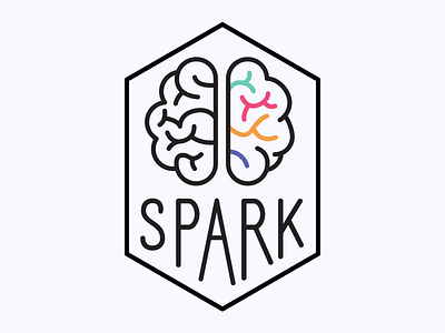 Creative Spark badge brain colorful creative illustration lines minimal patch simple spark sticker typography