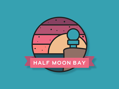 Half Moon Bay Icon beach california coast emblem half moon bay icon mavericks ocean princeton jetty vector