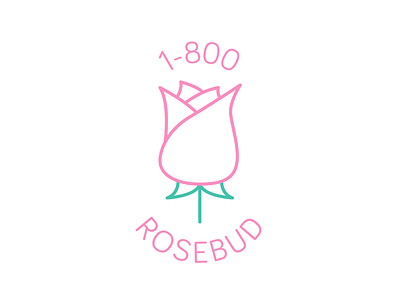 1-800-Rosebud design flower green lines logo pink rose thirtylogos vector