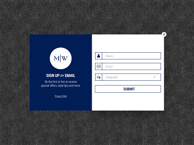 Men's Wearhouse Email Sign-up branding design email graphic mens wearhouse minimal module sign up simple typography ui user inteface ux
