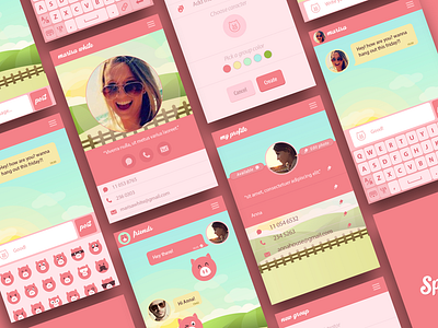 Spigapp - App & Illustration app brand chat chat app cute design icon identity illustration interface mobile mobile app mobile ui pig pink profile ui ux vector visual identity design