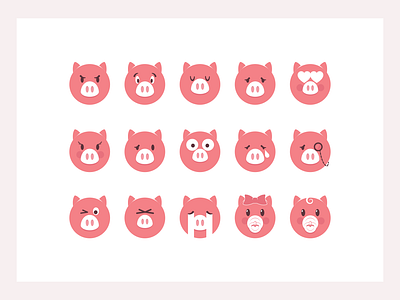 Spigapp - Emoji set app baby character chat emoji set emojis emoticon expression expressive illustration love messages messenger pig pink reactions set stickers ui vector