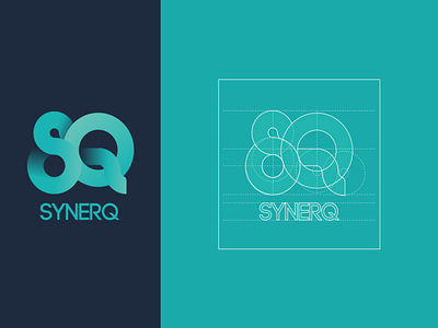 SynerQ - Logo design blue brand branding circle logo design gradient grid identidad identity logo logo grid logotipo logotype marca q shape synergy vector