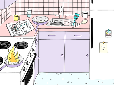 Staying In cooking cooking lessons illustration pink purple stay home
