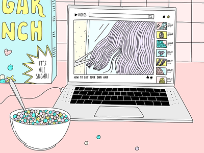 Staying In: Part 6 breakfast cereal diy haircut illustration pink stay home