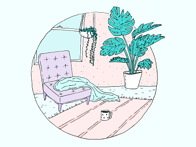 Morning Coffee coffee illustration morning pink plant