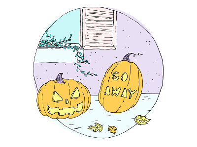 Go Away halloween illustration pumpkins